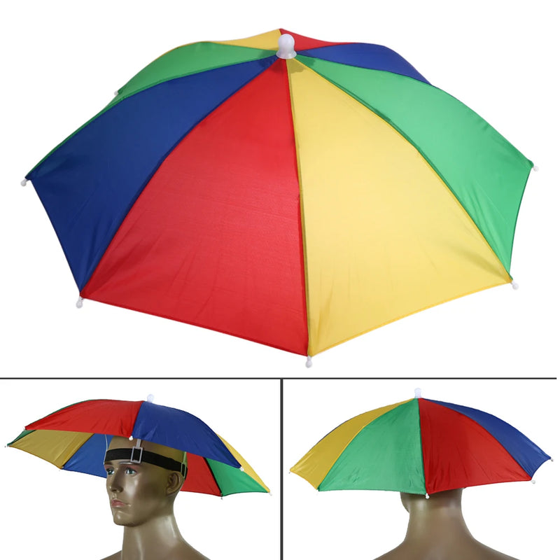 Chapéu guarda-chuva proteção do sol e chuva portátil dobrável de pesca libera as mãos na pescaria protege do sol com sombra à prova dágua acampamento pesca tipo boné praia na cabeça chapéu