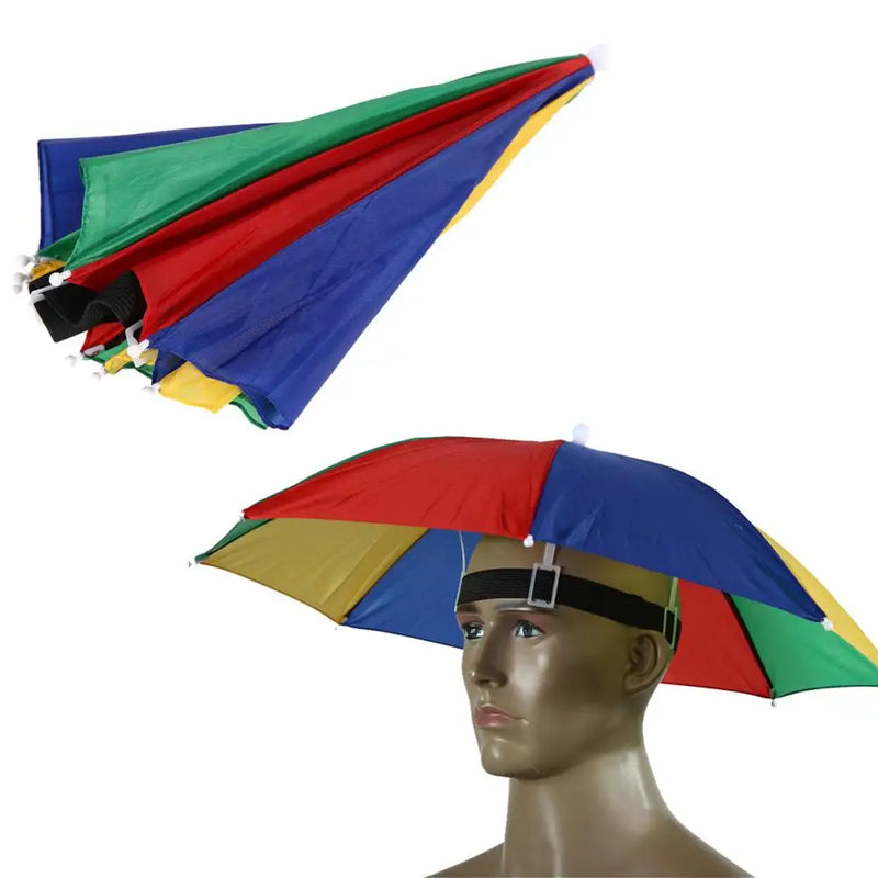 Chapéu guarda-chuva proteção do sol e chuva portátil dobrável de pesca libera as mãos na pescaria protege do sol com sombra à prova dágua acampamento pesca tipo boné praia na cabeça chapéu