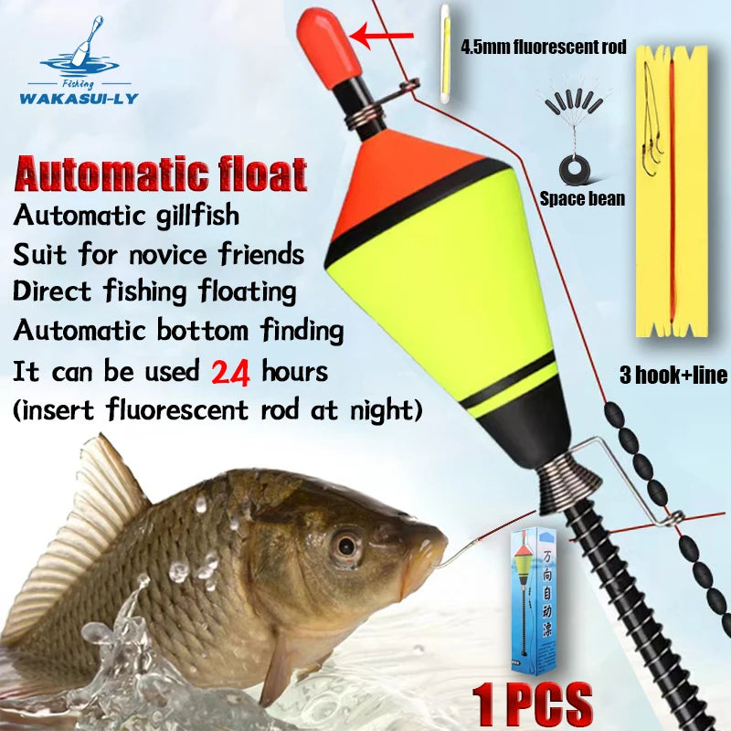 1 Nova boia fisgador automático portátil peixe flutuador equipamento acessório automatico pesca rápida dispositivo de pesca ao ar livre