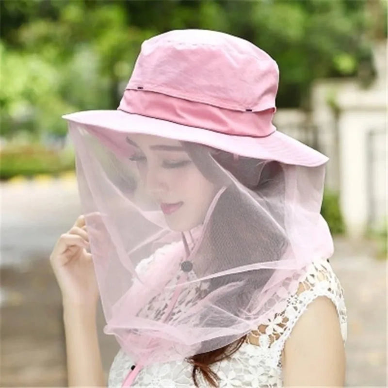 Chapéu de sol proteção UV anti-mosquito de pesca respirável multifuncional anti-mosquito e insetos Chapéu malha permeável Máscara proteção UV
