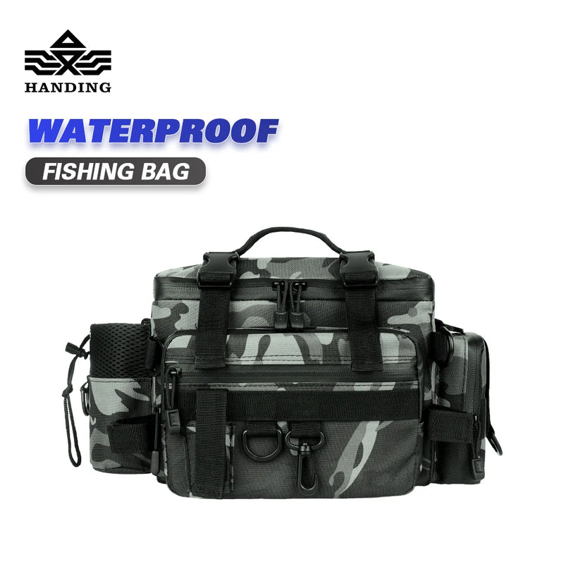 Mochila Bolsa material de pesca multifuncional à prova dágua ao ar livre bolsa com grande capacidade equipamento de pesca para pesca caminhadas caça acampamento