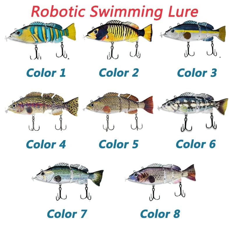 Nova isca elétrica usb recarregável peixinho articulado 13cm auto natação isca osciladores de 4 segmentos para esporte ao ar livre isca de pesca