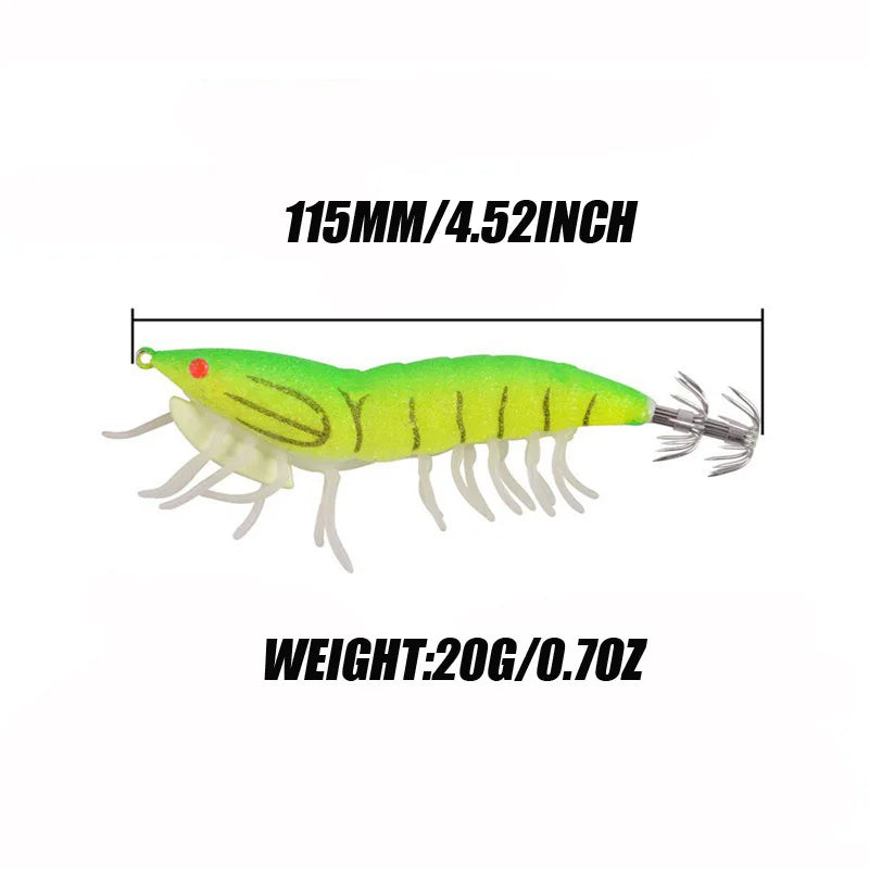 1 unidade/5 unidades isca camarão fluorescente  Isca para pesca em água doce e salgada