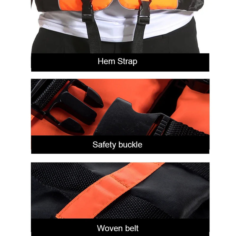 Colete salva vida de sobrevivência de flutuabilidade, leve, colete salva-vidas portátil, alças ajustáveis seguras com faixa reflexiva, acessórios ao ar livre