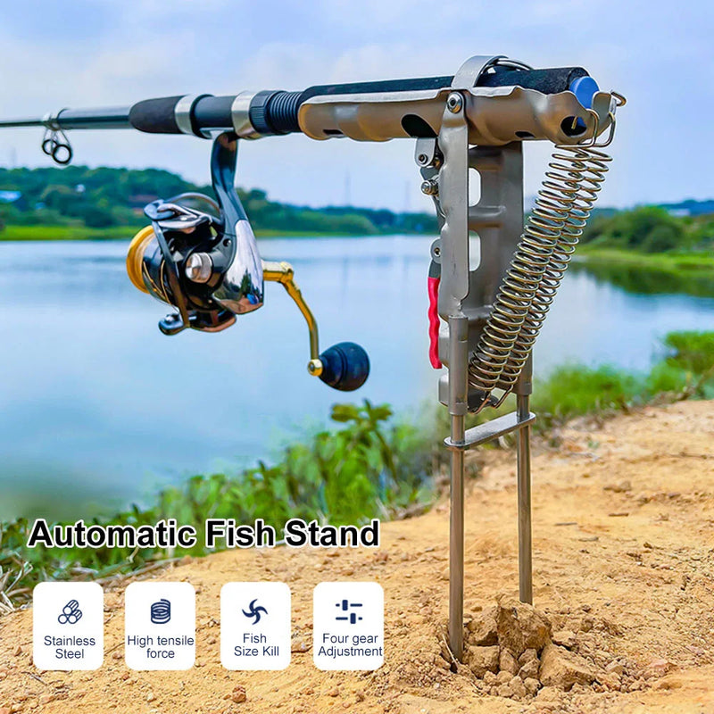 Suporte automático de vara pesca reforçado  desarme automático vara pesca dobrável adequado lagos lagoa rio